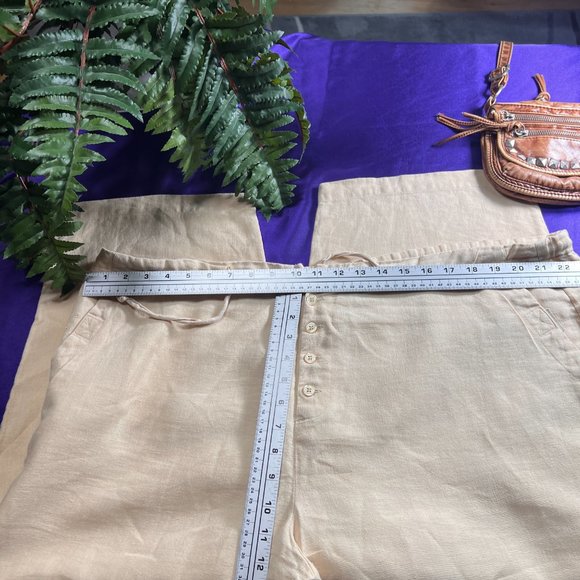 📌bridgewater Linen 6/8 Sun Yellow Pants with Pockets - Picture 6 of 14